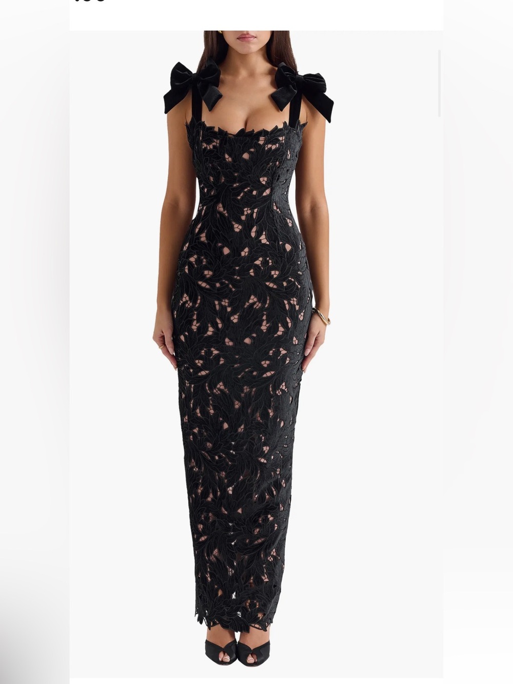 HOUSE OF CB TIFF Velvet lace body con gown